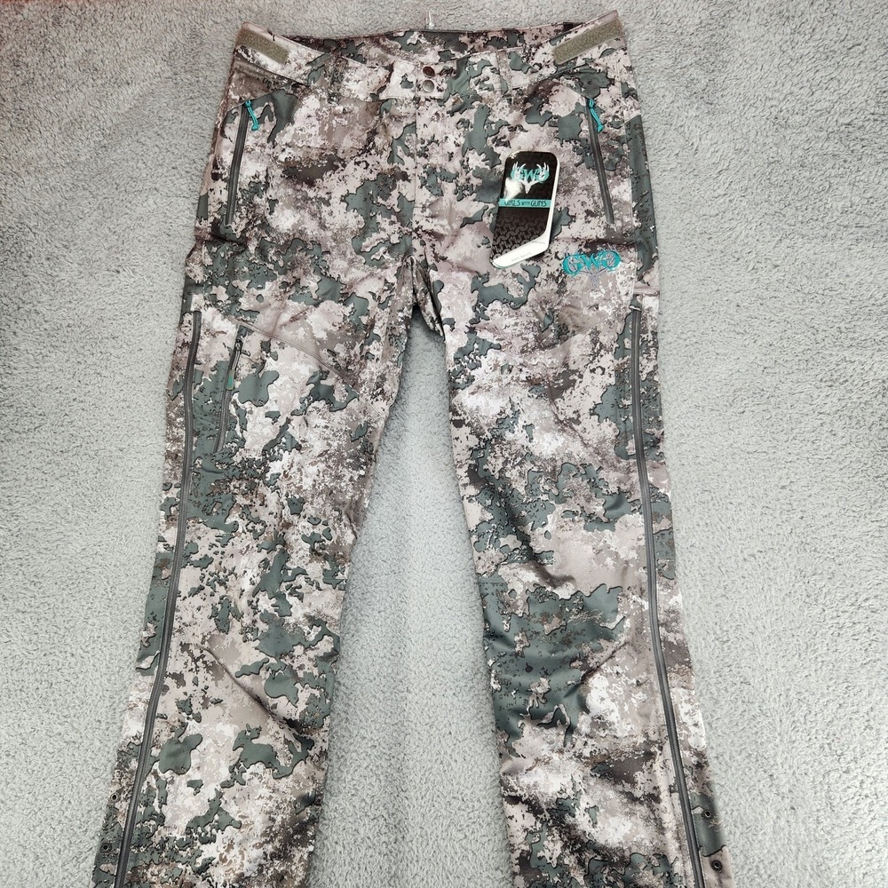 Girls With Guns Camo Rain Pants Shade Womens Size L Gray Adjustable Seam Hunting